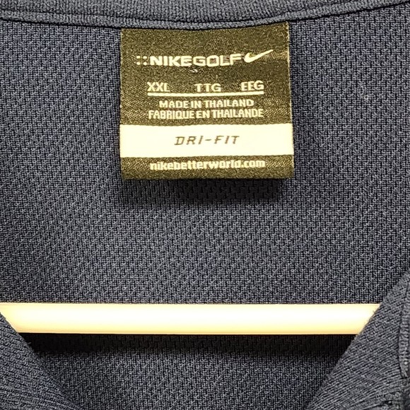 Nike Golf Men's Polo Shirt 2XL Blue Solid Dri-Fit Short Sleeve Logo - Picture 2 of 6